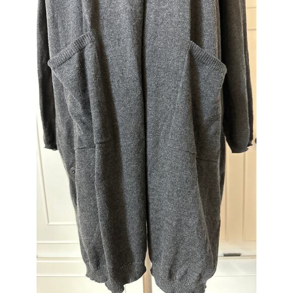 J Jill Wool Blend Longline Cardigan Sweater Gray Pockets Open 3 Button Detail XL - Picture 9 of 14